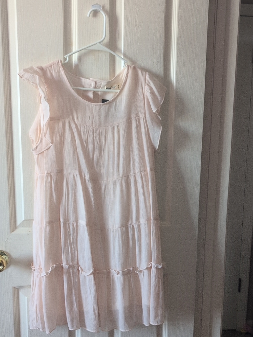 Girls' Soft Blush Tiered Ruffle Dress